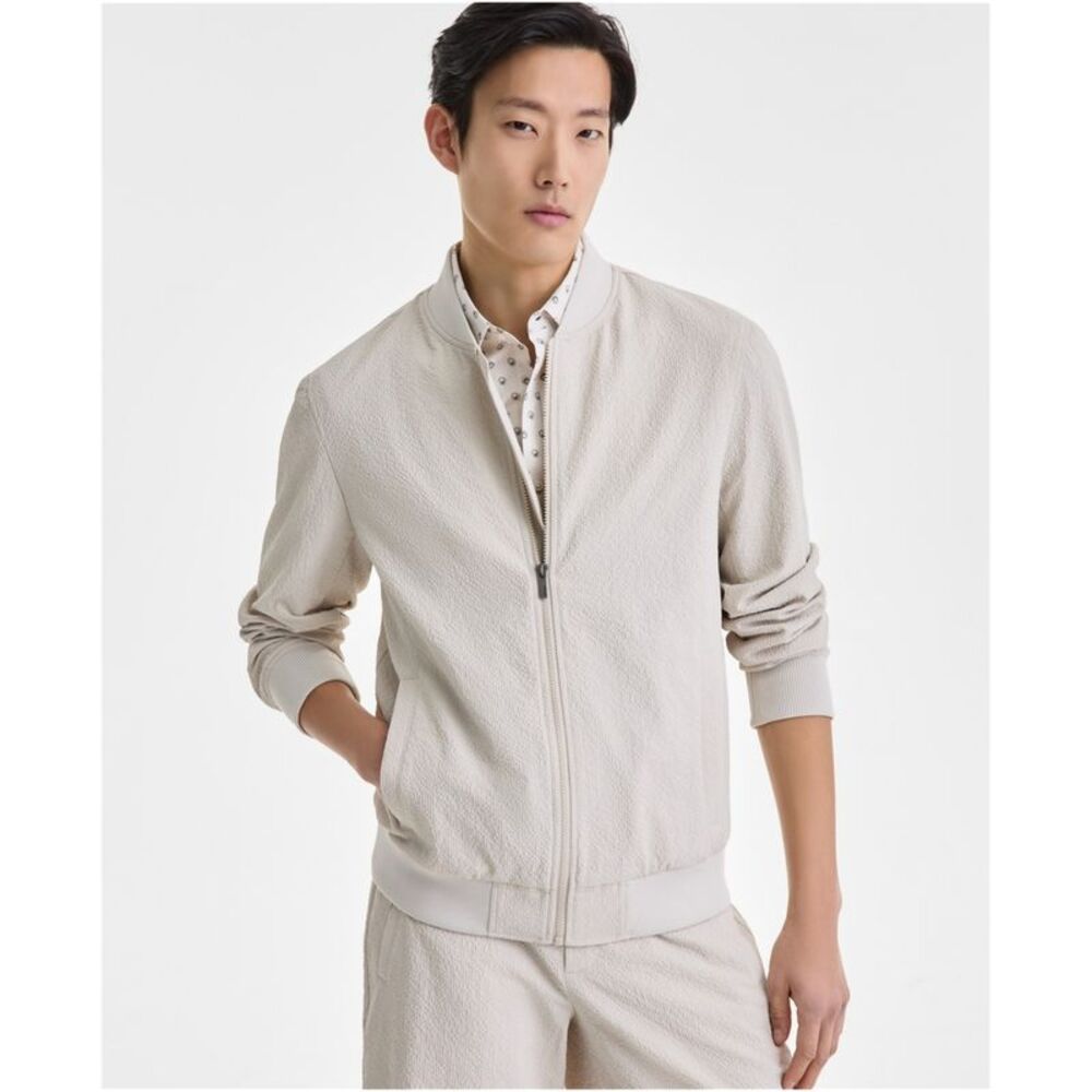 Alfani Mens Modern Puckered Zip-Front Bomber Jacket, NWT